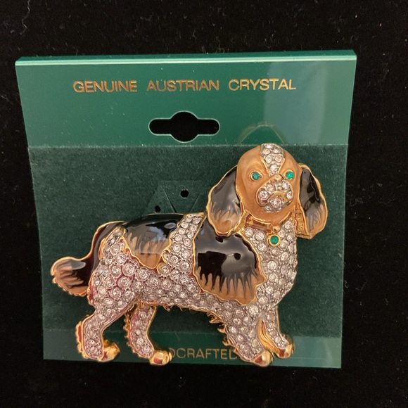#14 Vintage Austrian Crystal Spaniel Dog Brooch - Picture 2 of 2